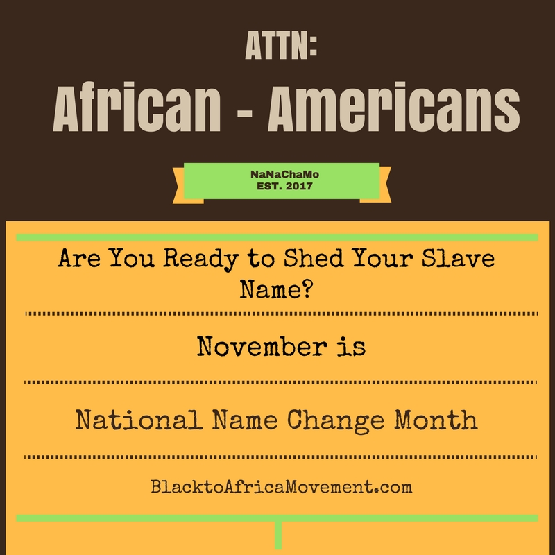 Back to Africa - National Name Change Month