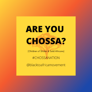 What does CHOSSA mean and who does it apply to? Learn more at BlacktoAfricaMovement.com or by following @BlacktoAfricamovement on IG.